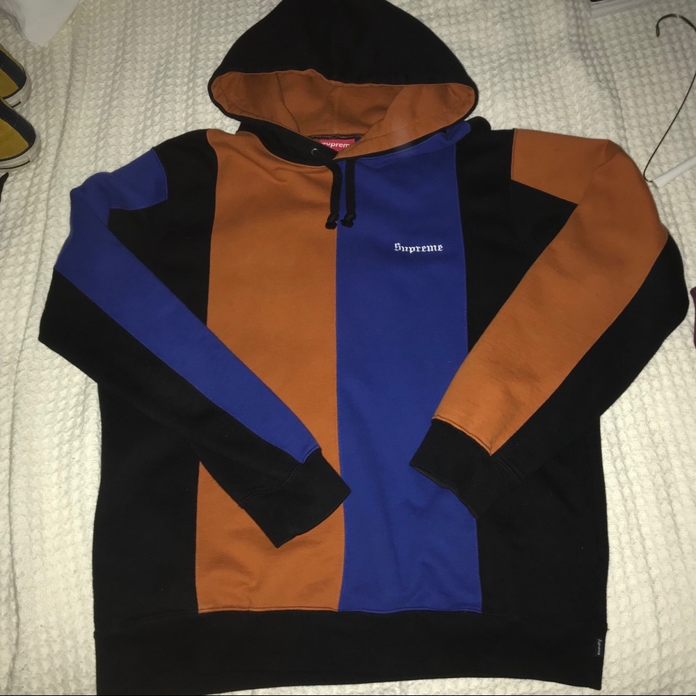 Supreme Tricolor Orange, Blue and Black Hoodie
